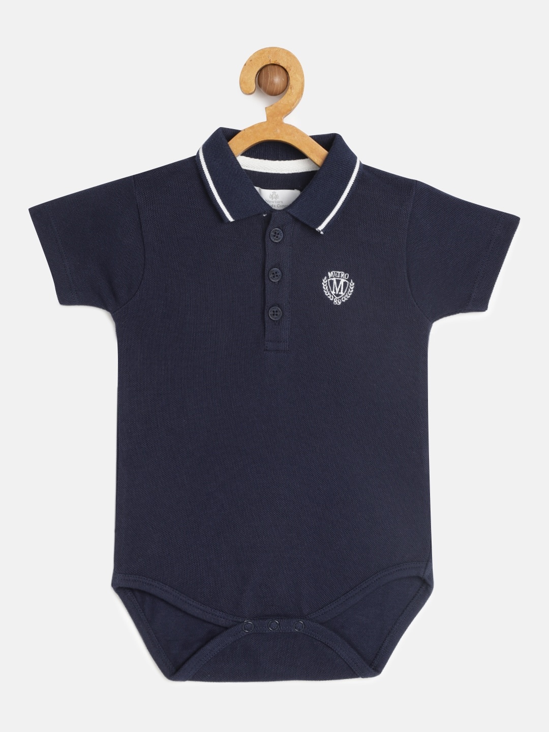 

METRO KIDS COMPANY Boys Navy Blue Organic Cotton Solid Bodysuit