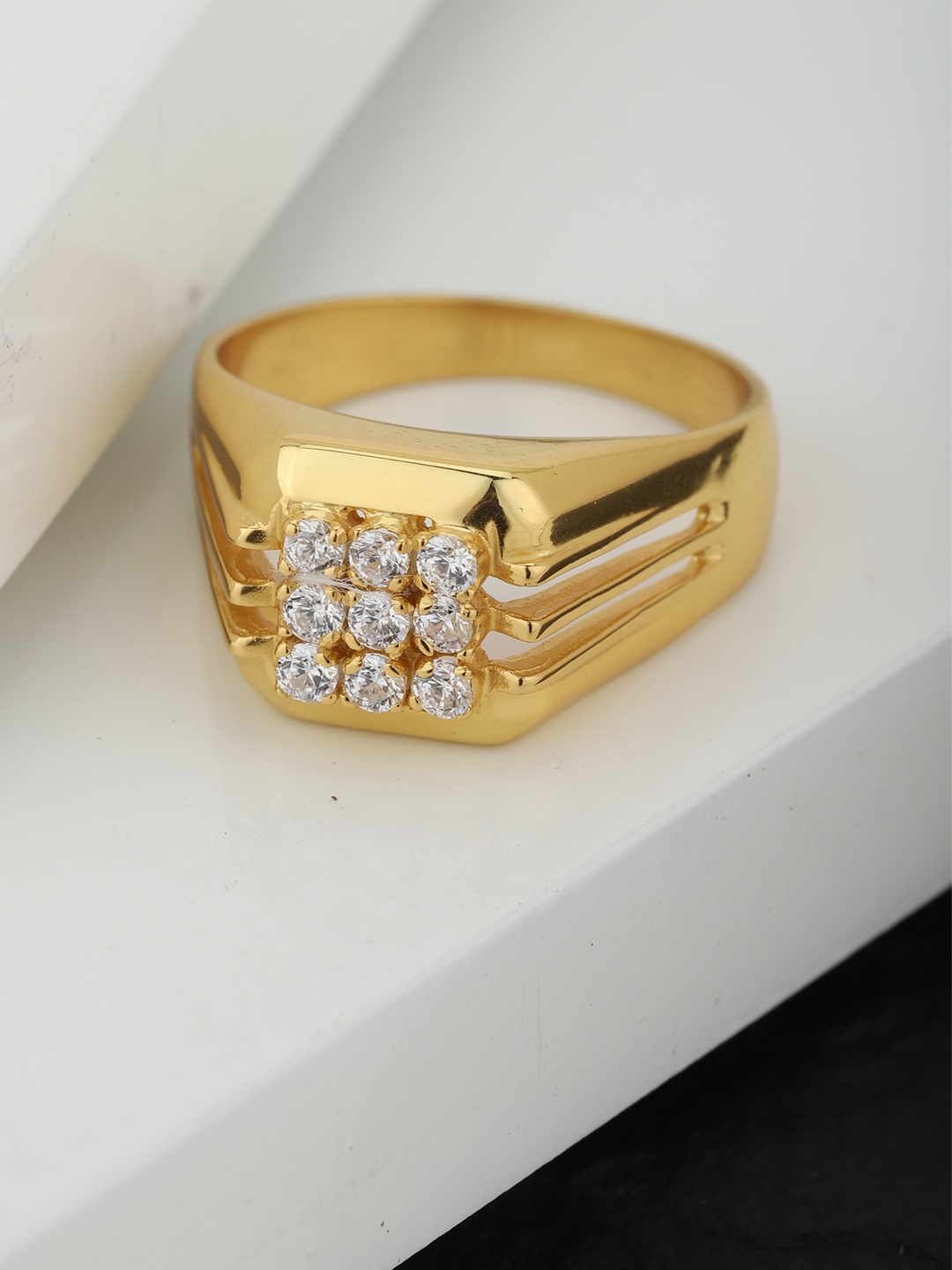 

Carlton London Men Gold-Plated CZ-Studded Finger Ring