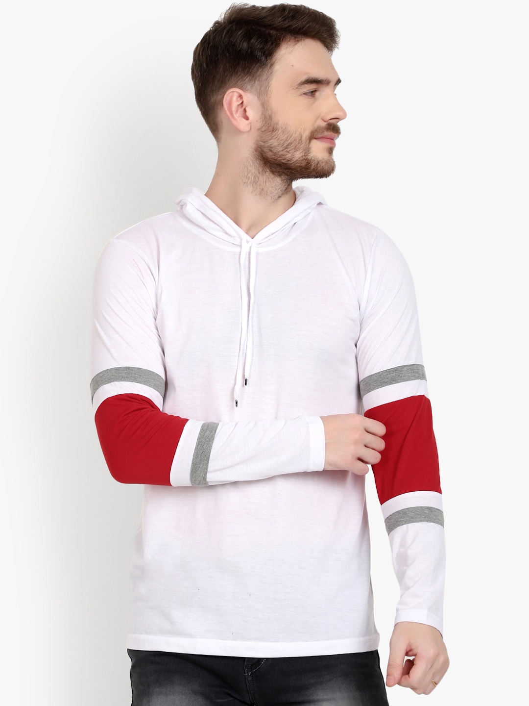

PAUSE SPORT Men White Solid Hood T-shirt