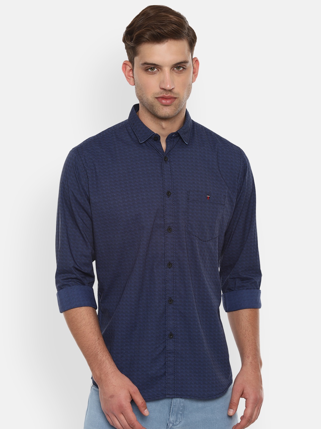

Louis Philippe Jeans Men Navy Blue Slim Fit Solid Casual Shirt