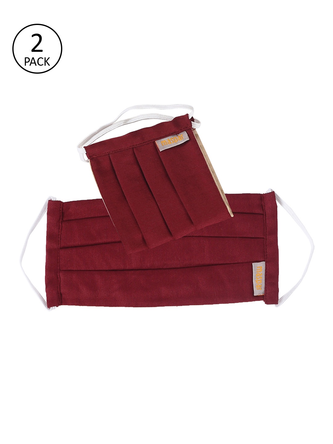 

Maspar Unisex 2 Pcs Solid 3-Ply Reusable Cloth Masks, Red
