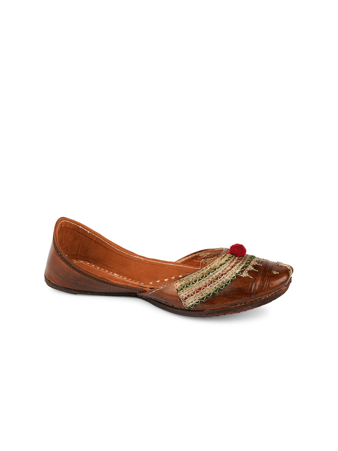 

DESI COLOUR Women Brown Ethnic Mojaris Flats