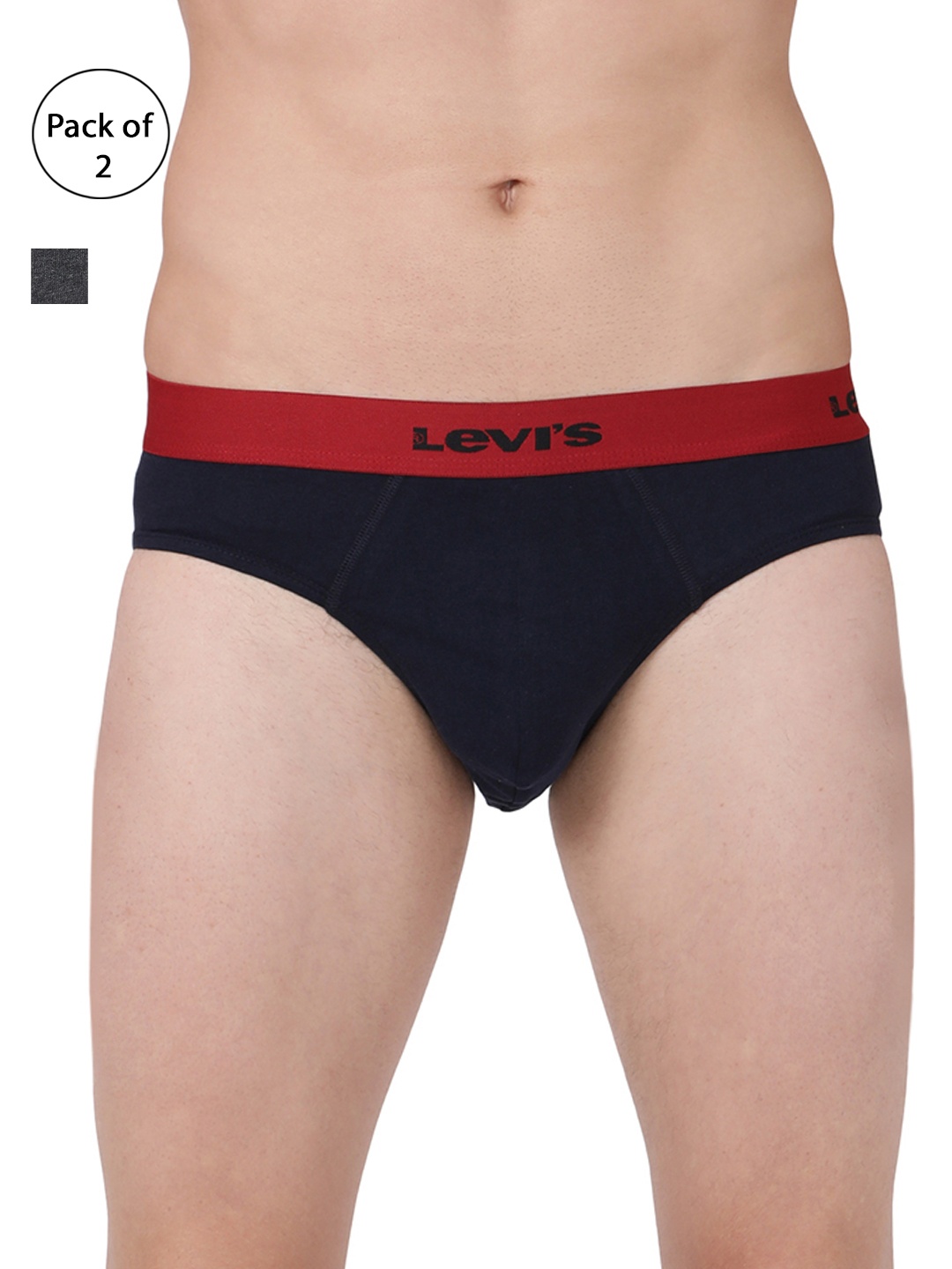 

Levis Men Pack of 2 Solid Briefs #019-BRIEF, Navy blue