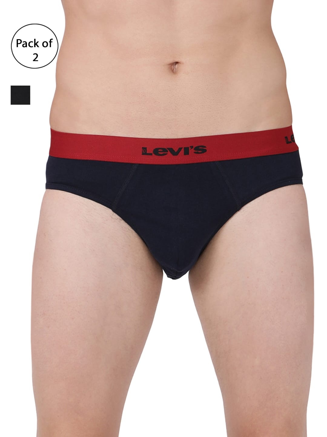 

Levis Men Pack of 2 Solid Low Rise Briefs #019-BRIEF, Navy blue