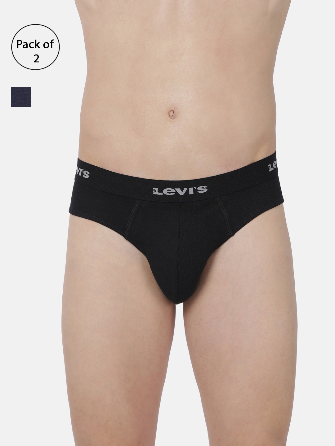 

Levis Pack of 2 Smartskin Technology Cotton Briefs with Tag Free Comfort #002-BRIEF, Black