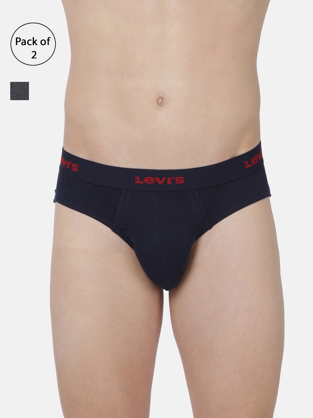 

Levis Men Pack of 2 Smartskin Technology Cotton Trunks with Tag Free Comfort #002-BRIEF, Charcoal