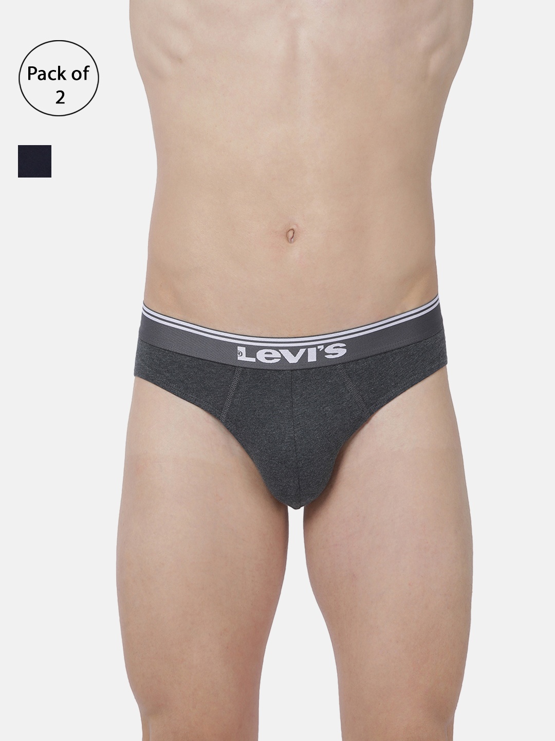 

Levi's 017 Pack of 2 Brief for Men, Tag Free Comfort & Smartskin Technology, Charcoal