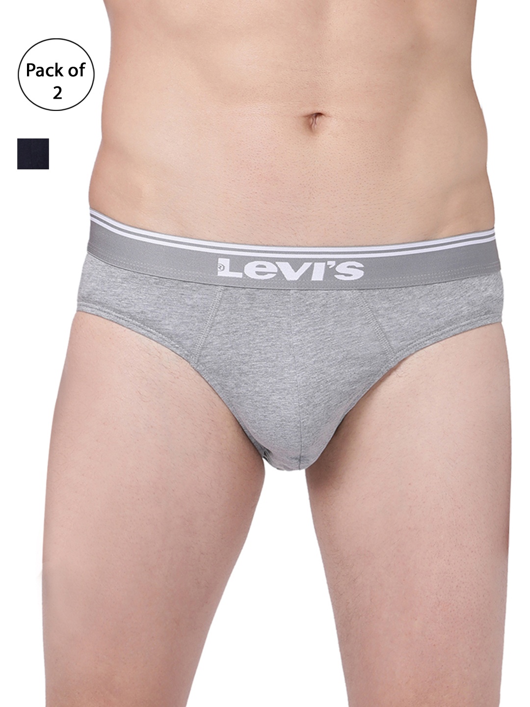 

Levi's 017 Pack of 2 Brief for Men, Comfort & Smartskin Technology, Grey melange
