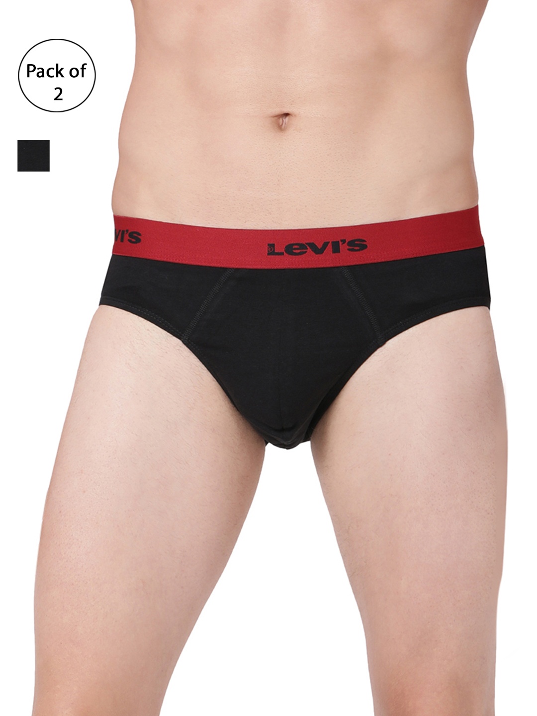 

Levis Men Pack of 2 Solid Briefs #019-BRIEF, Black