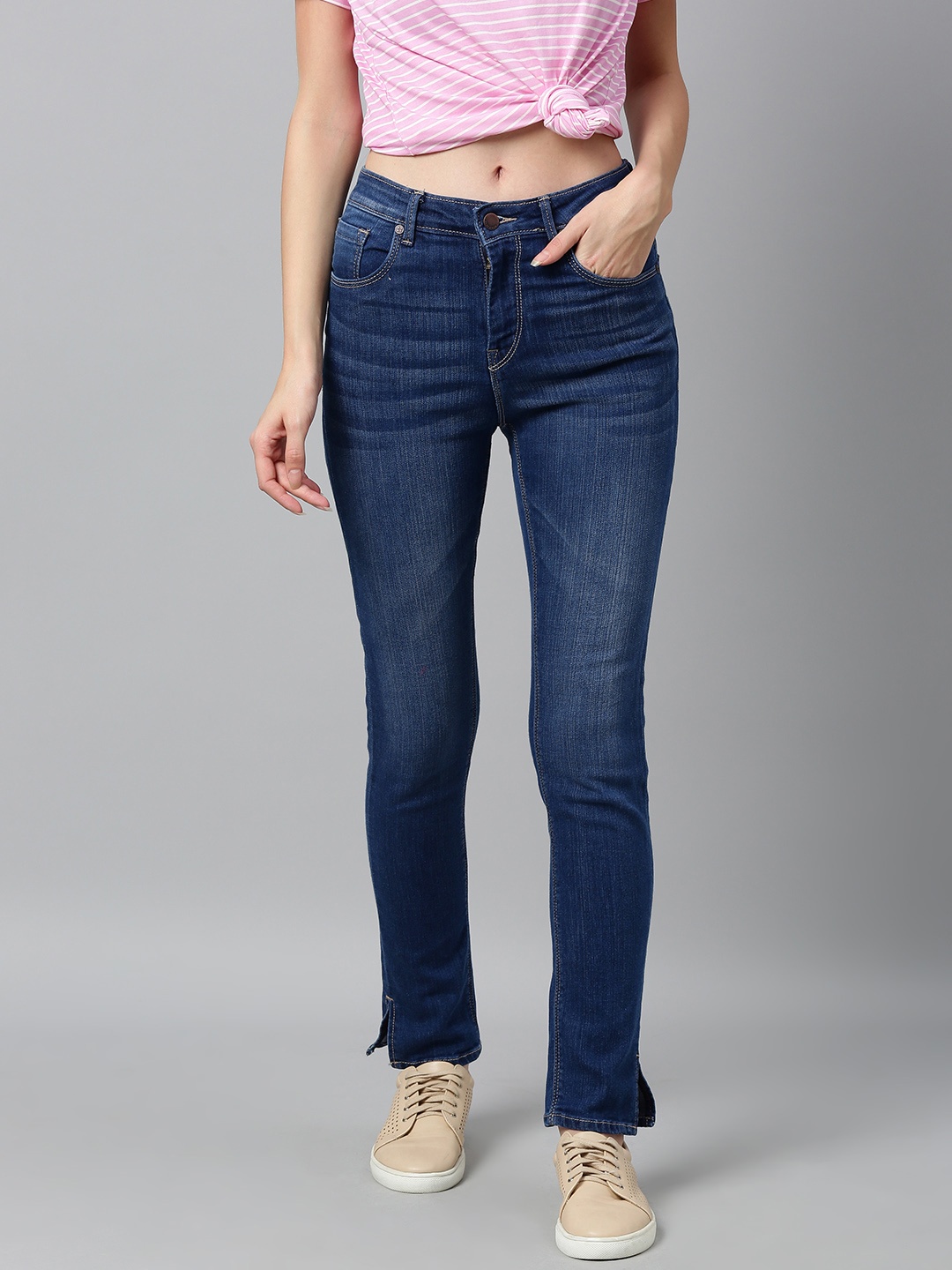 

HERE&NOW Women Blue Skinny Fit Mid-Rise Clean Look Stretchable Jeans