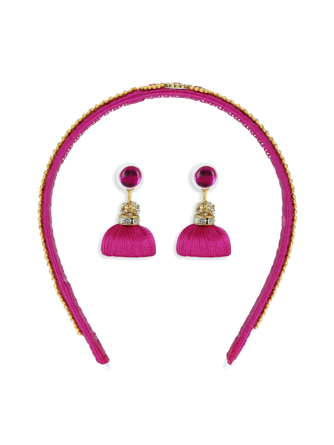 

AKSHARA Girls Pink Set of 2 Beaded Hair Accessory Set