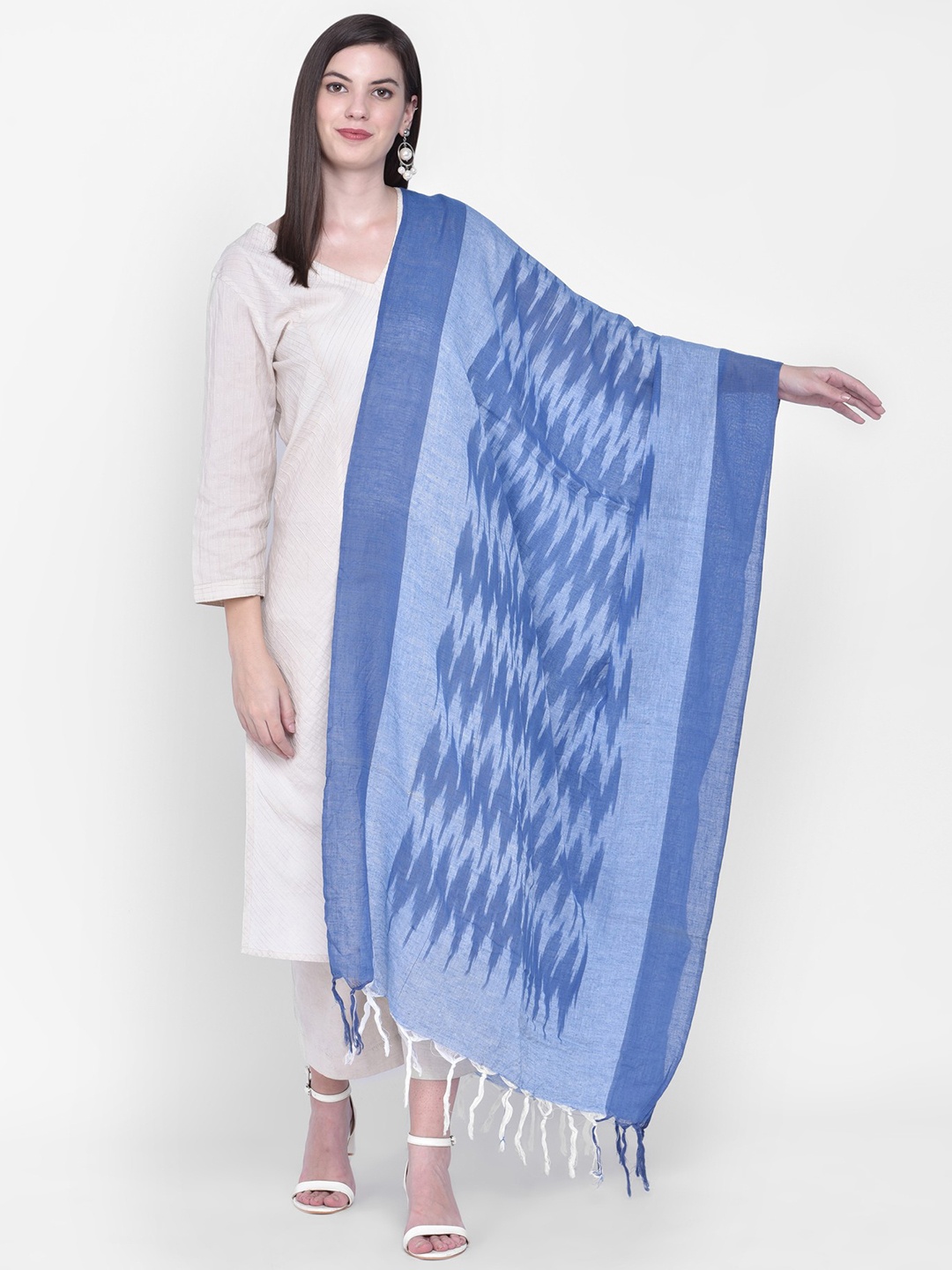 

Pure Cotton Dupatta Bazaar Blue Ikat Woven Design Pure Cotton Dupatta