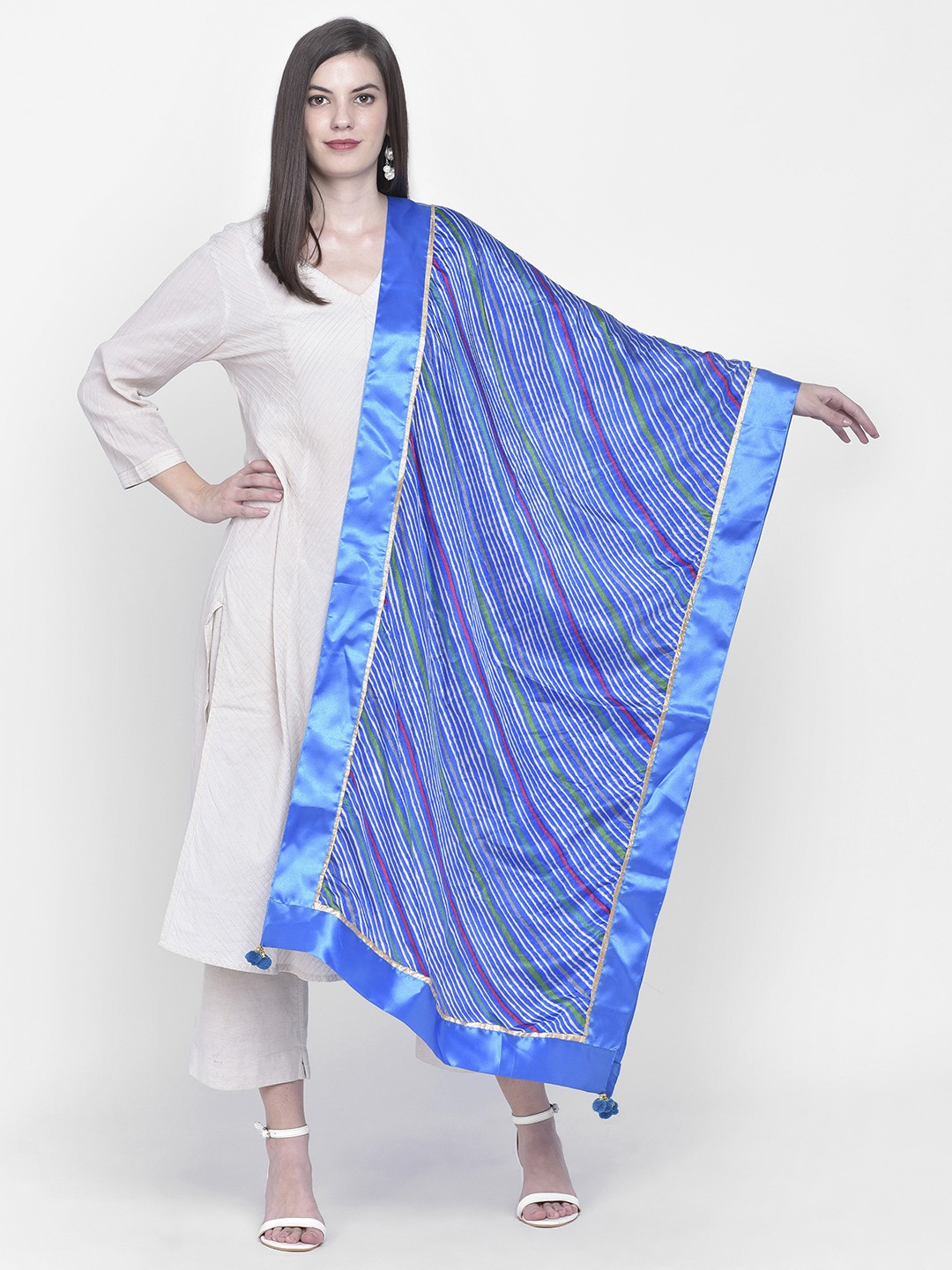 

Dupatta Bazaar Blue & White Leheriya Dupatta