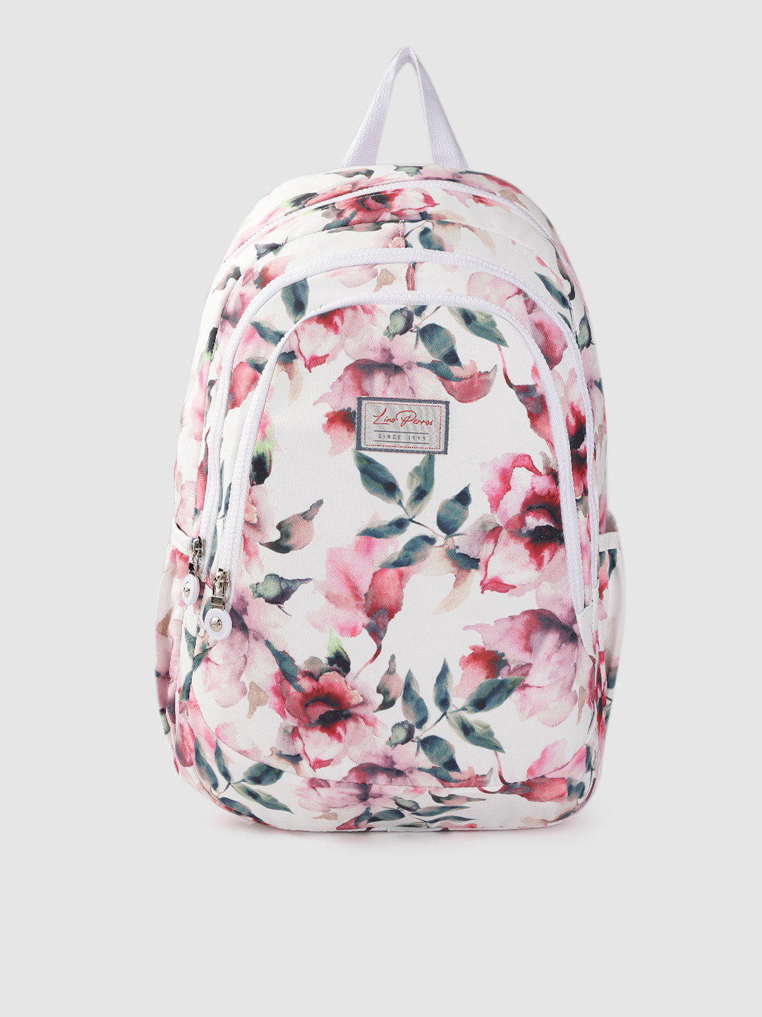 

Lino Perros Women White & Pink Floral Print 13 Inch Laptop Backpack