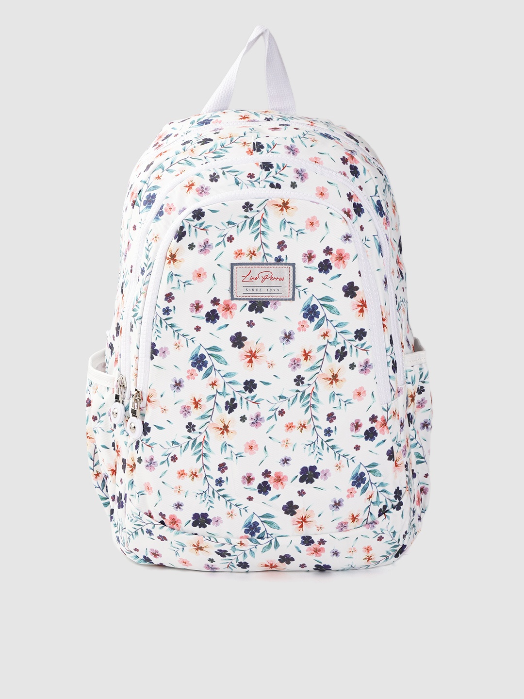 

Lino Perros Women White & Green Floral Print 13 Inch Laptop Backpack