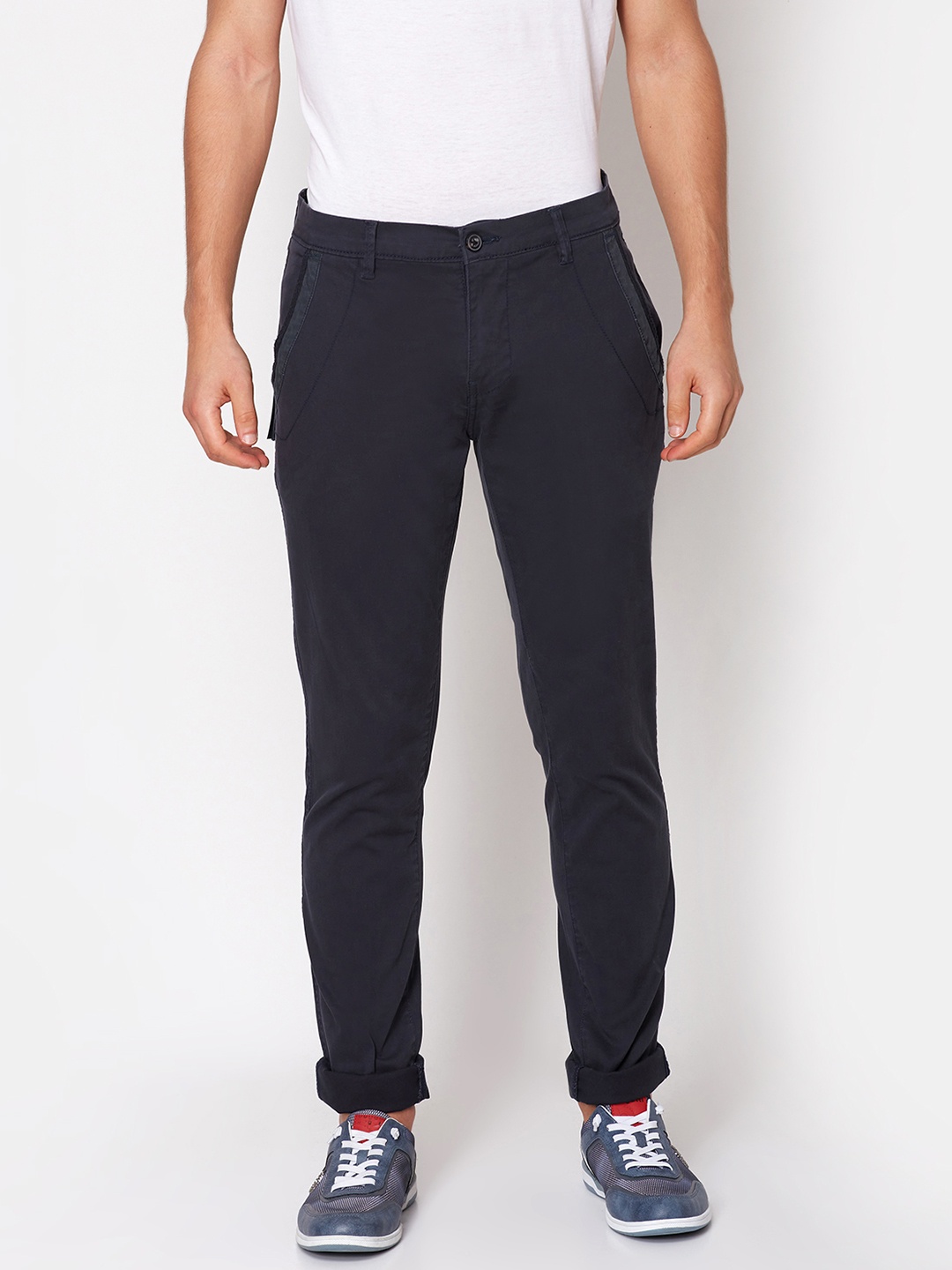 

LINDBERGH Men Navy Blue Slim Fit Solid Regular Trousers