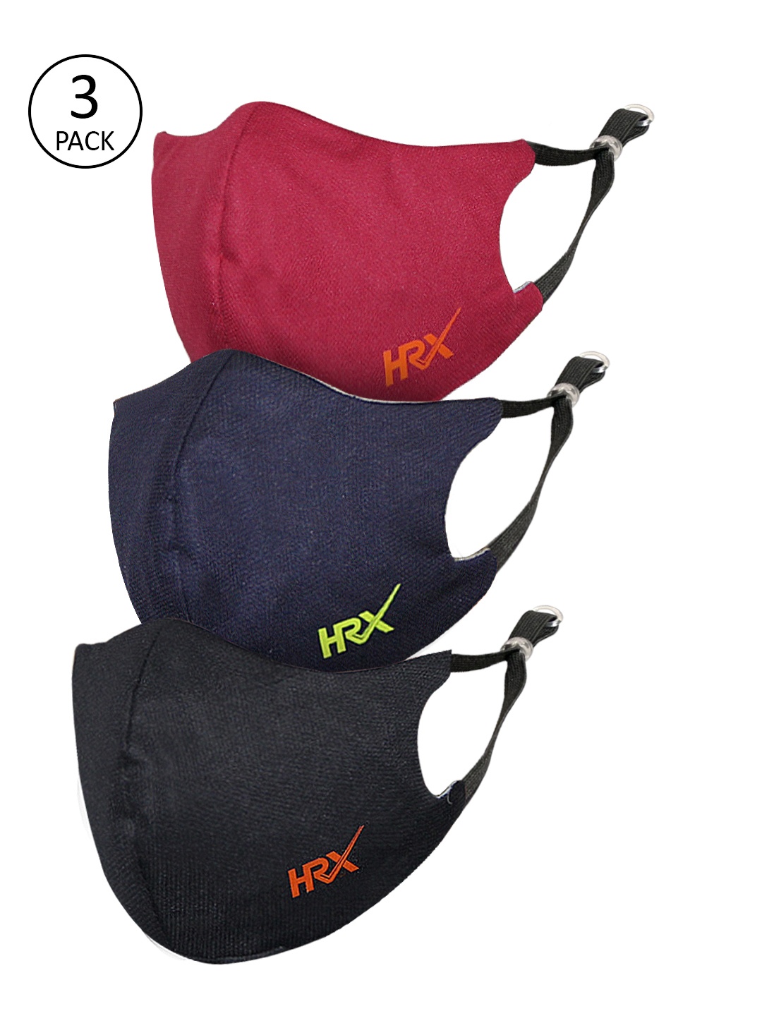 

HRX by Hrithik Roshan Unisex Pack of 3 Protekt-X Reusable 4-Layer Face Masks, Black
