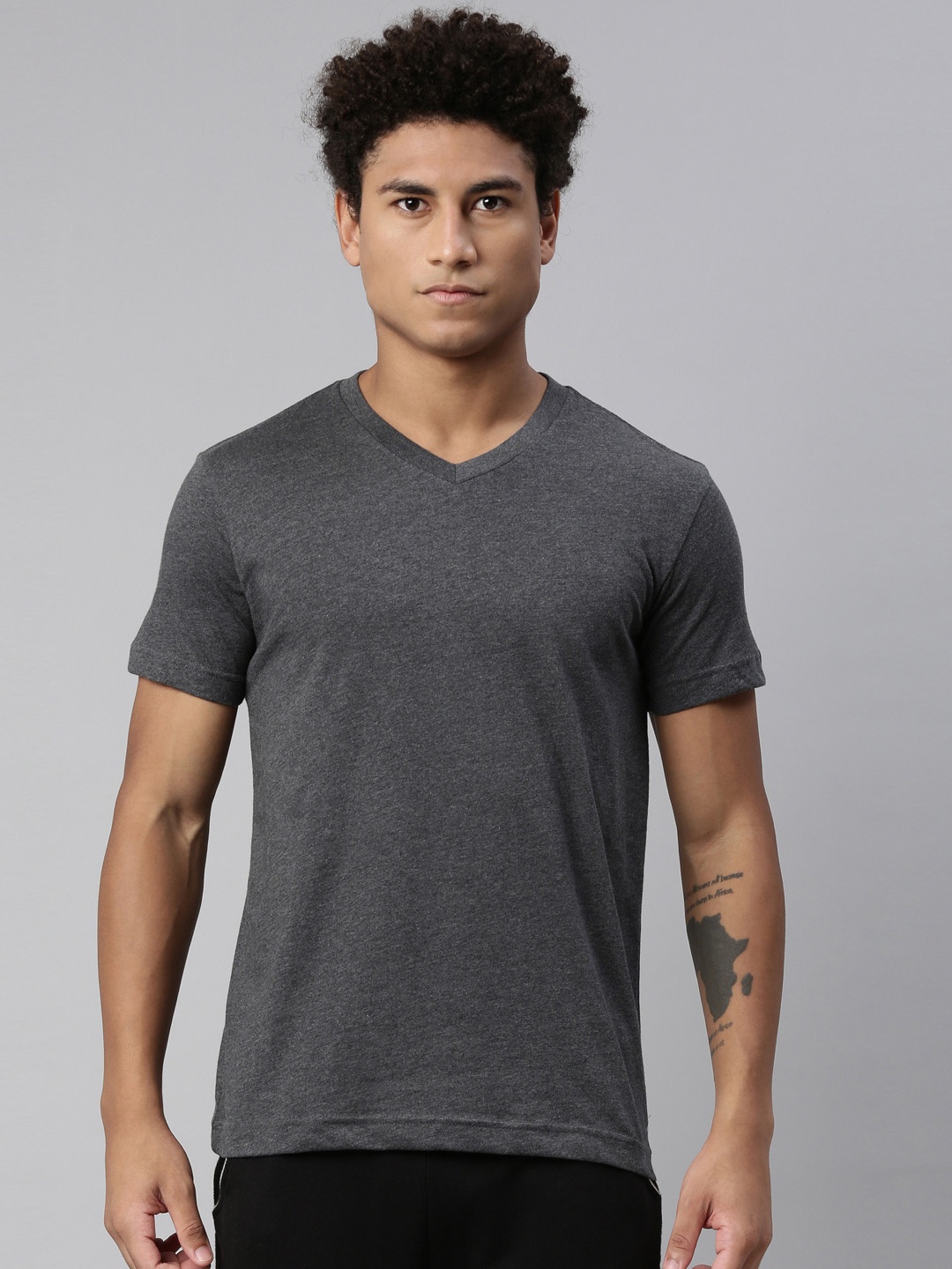 

Levis Men Smartskin Technology Pure Cotton V-Neck Lounge T-shirts-026, Charcoal