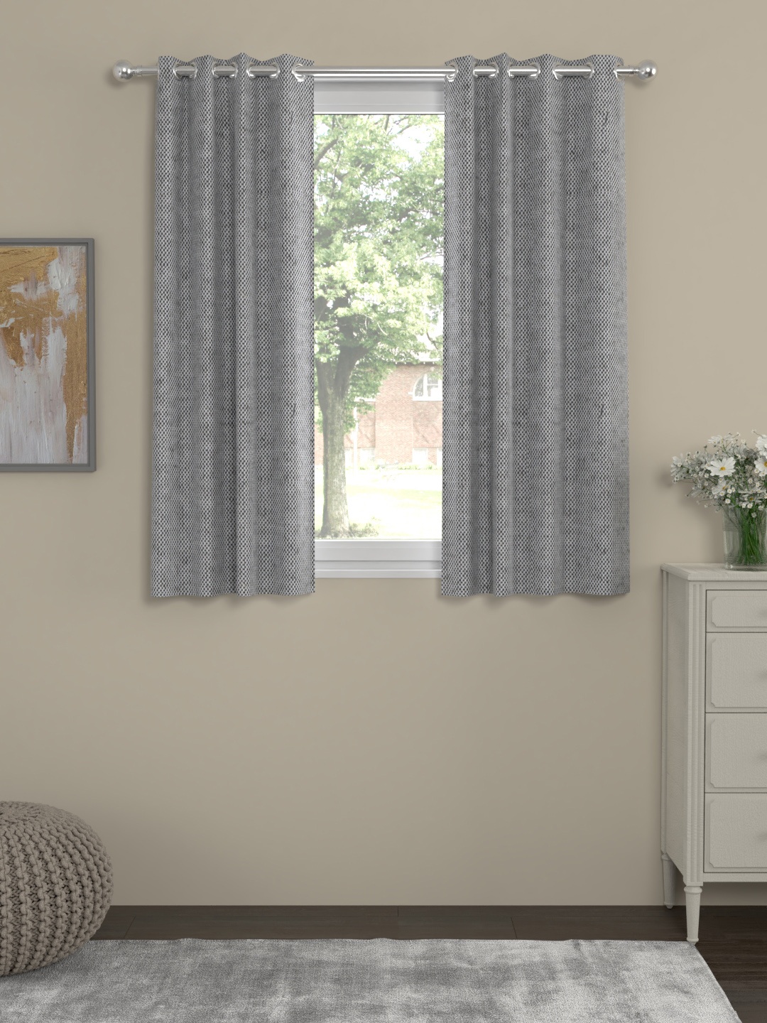 

ROSARA HOME Grey Set of 2 Window Curtains