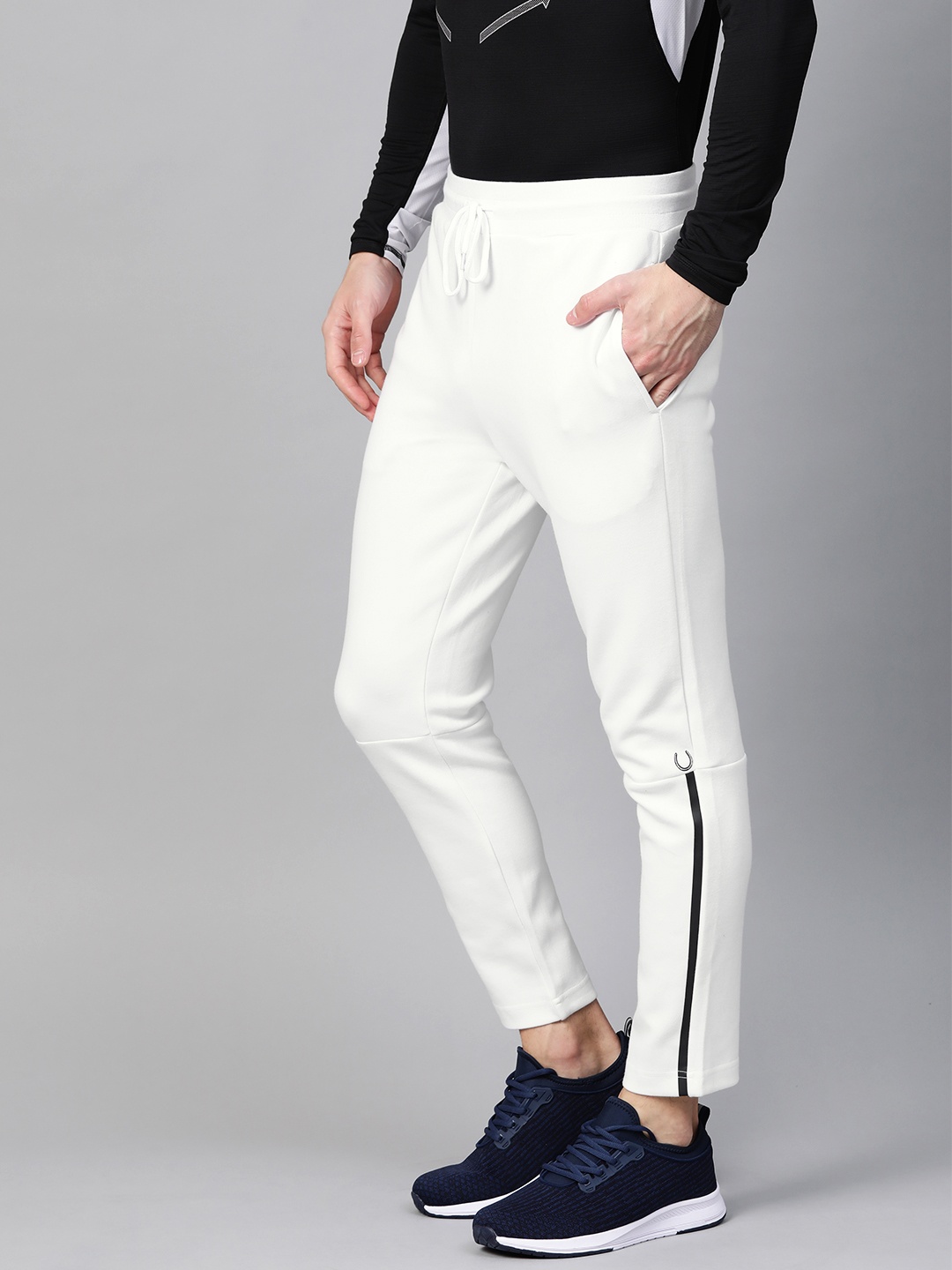 

Fitkin Men White Solid Training Track Pants