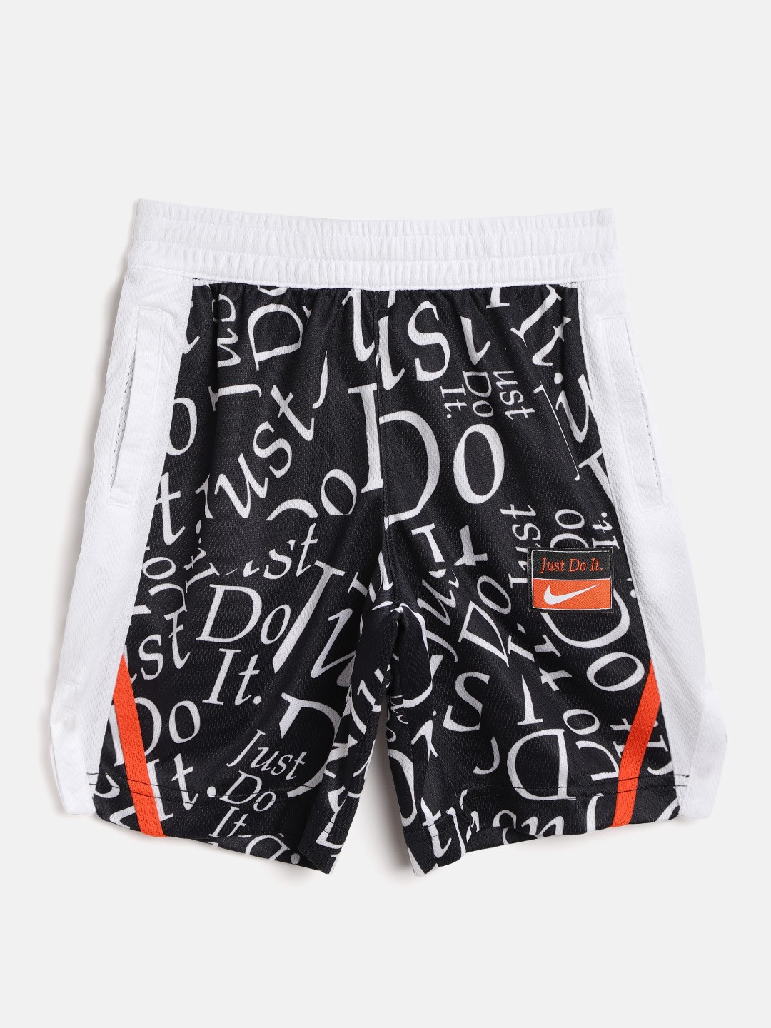 

Nike Boys Black & White Elite Energy Dri-FIT Typography Print Regular Fit Sports Shorts