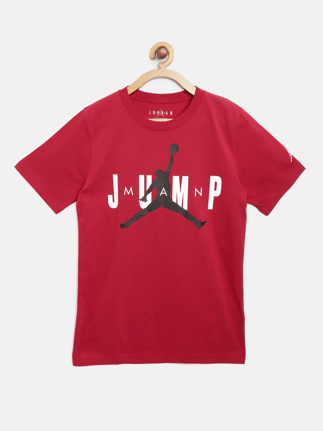 

Jordan Boys Red Brand Logo Print MJ SS Crew 2 Neck BasketBall Pure Cotton T-shirt