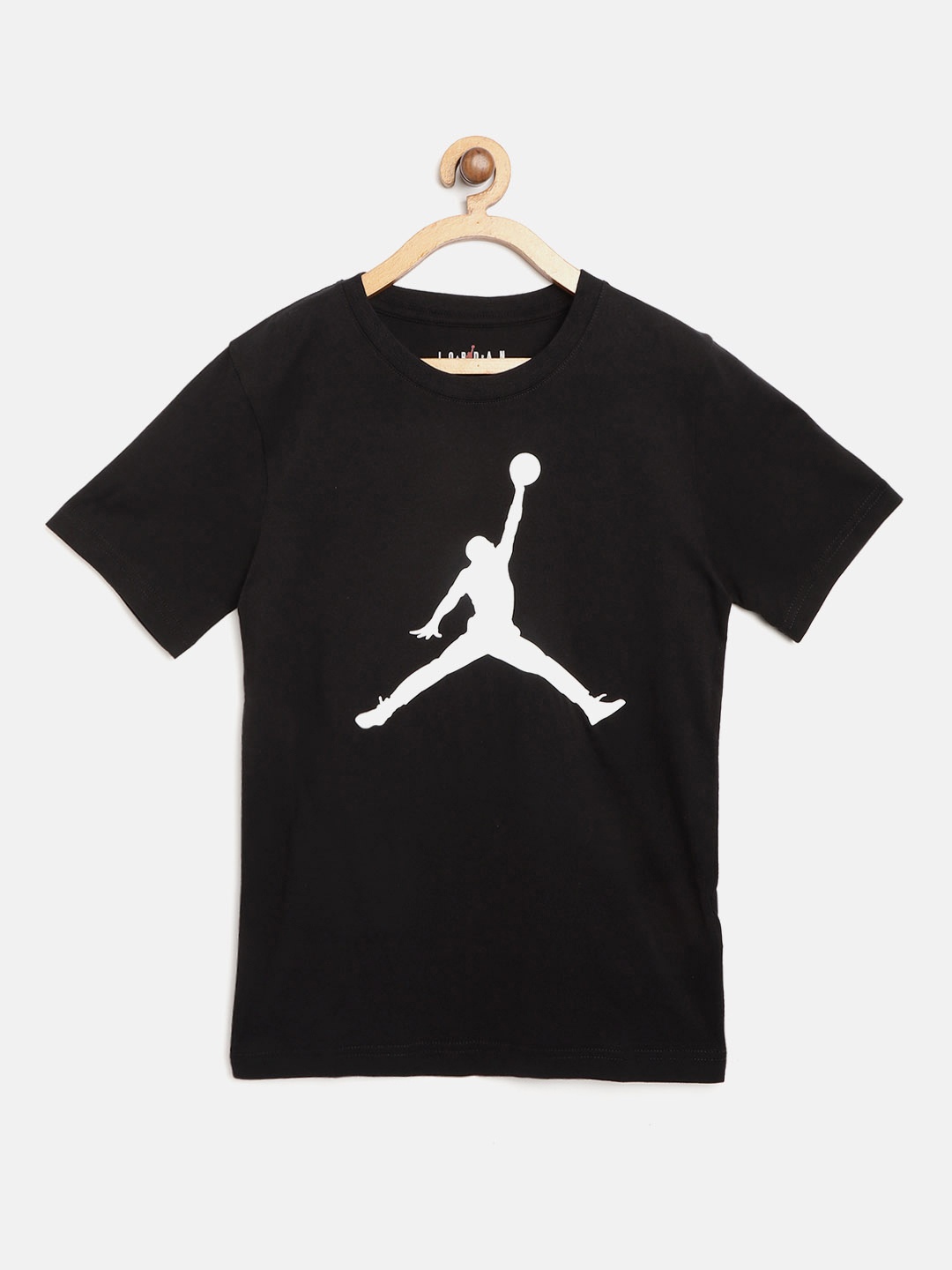 

Jordan Boys Black White Jumpman Brand Logo Print Round Neck Basketball Pure Cotton T-shirt