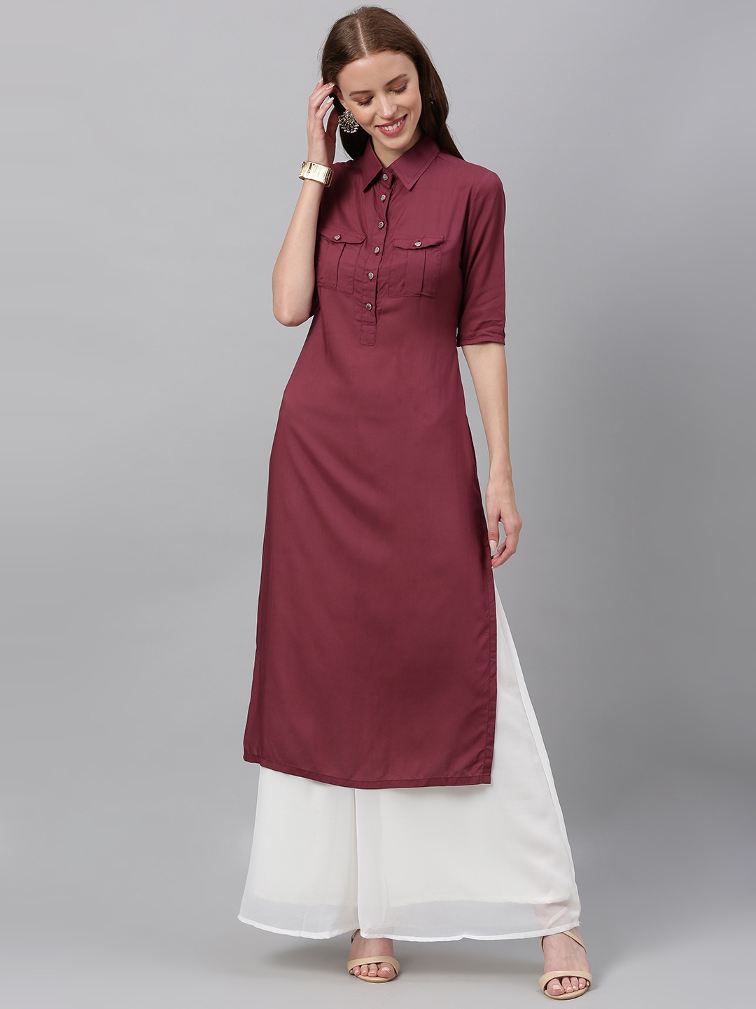 

Ethnovog Women Purple Solid Made To Measure Straight Kurta
