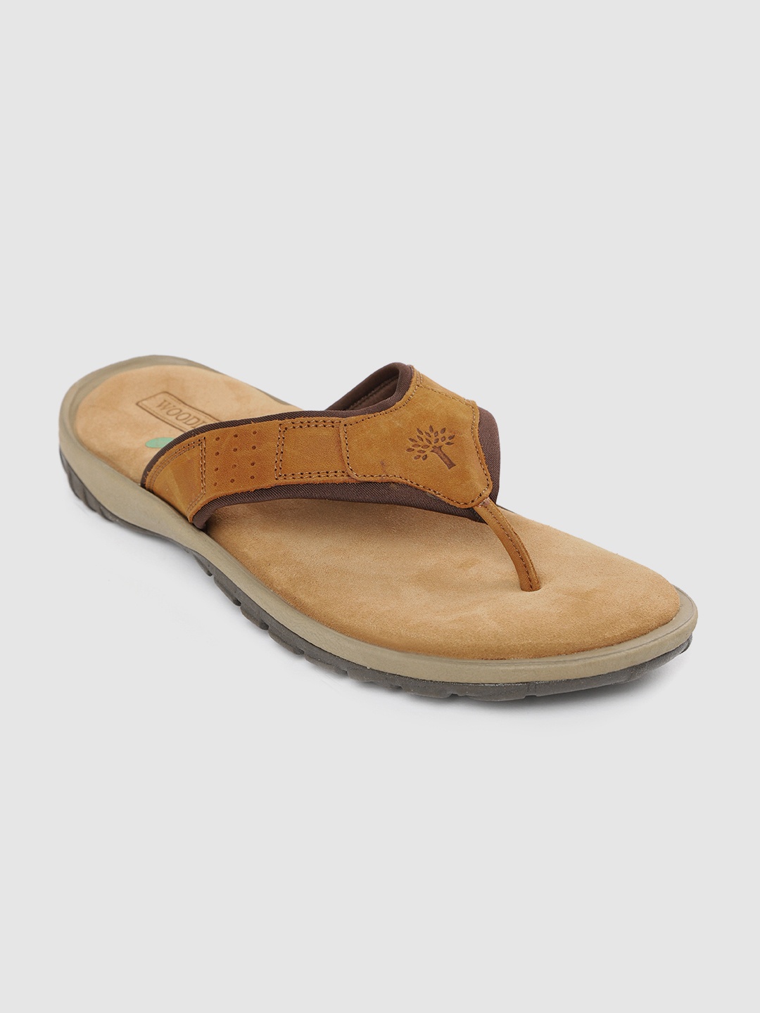 

Woodland Men Tan Brown Nubuck Solid Comfort Sandals