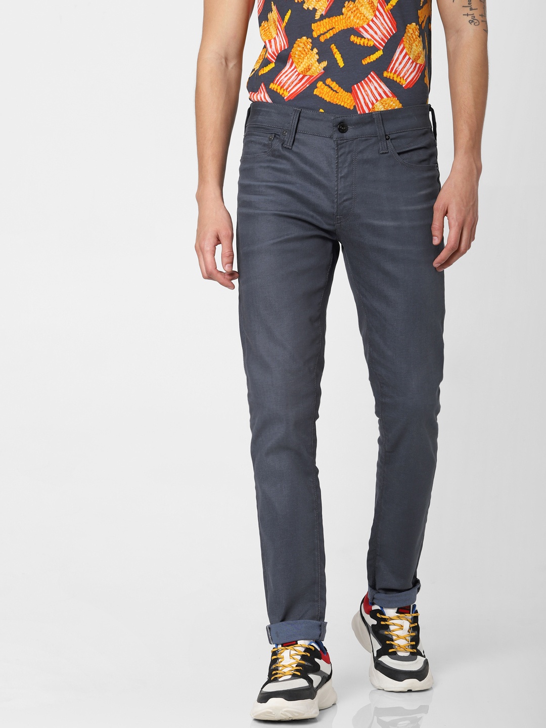 

Jack & Jones Men Grey Skinny Fit Low-Rise Clean Look Stretchable Jeans