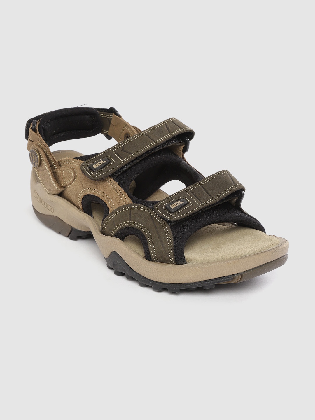 

Woodland Men Olive Green & Black Nubuck Comfort Sandals