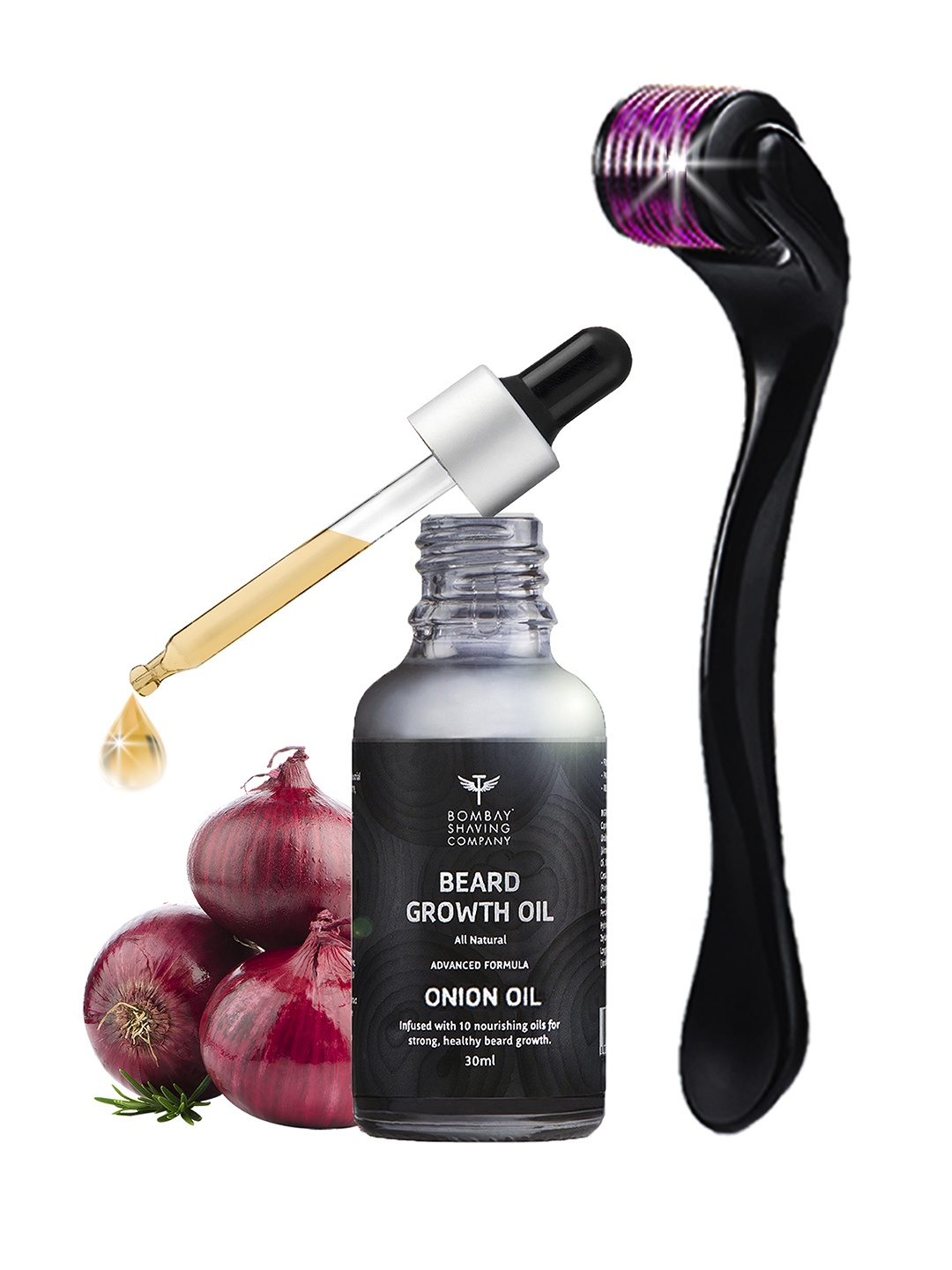 

Bombay Shaving Company Beardinator Growth Kit Beard Growth Oil 30ml & Dermaroller, Black