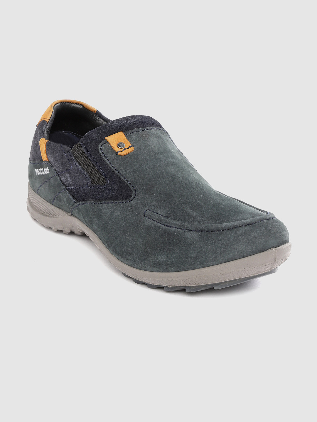 

Woodland Men Navy Blue Nubuck Solid Slip-On Sneakers