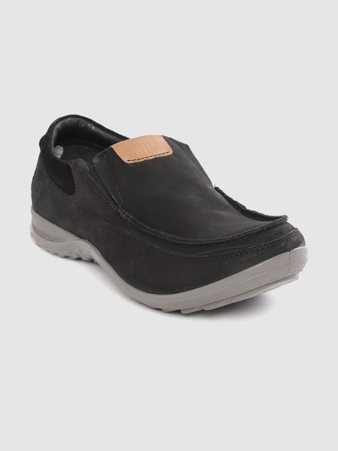 

Woodland Men Black Nubuck Solid Slip-On Sneakers