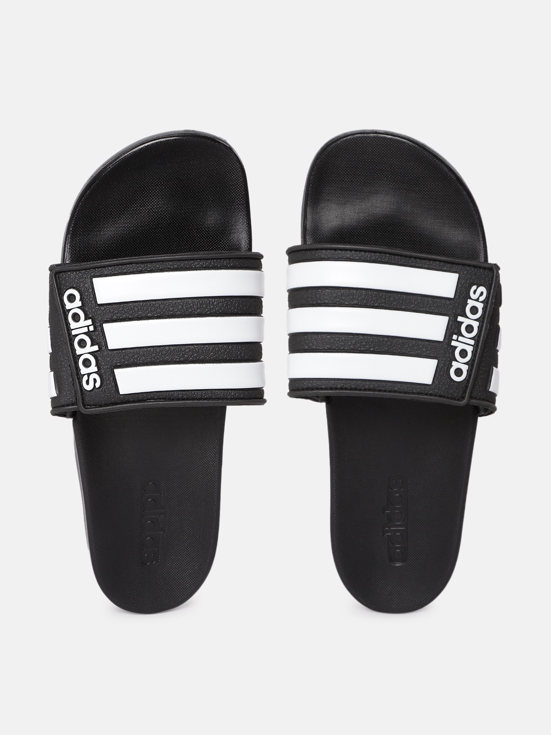 

ADIDAS Men Black & White Adilette Comfort Striped Sliders