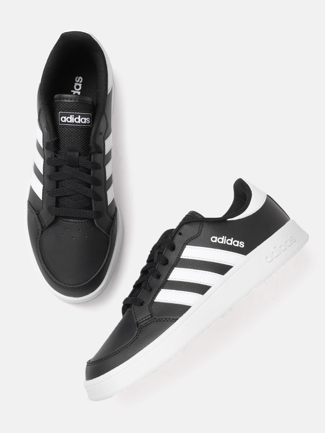 

ADIDAS Men Black & White Solid Breaknet Tennis Inspired Sneakers with Perforation Detail