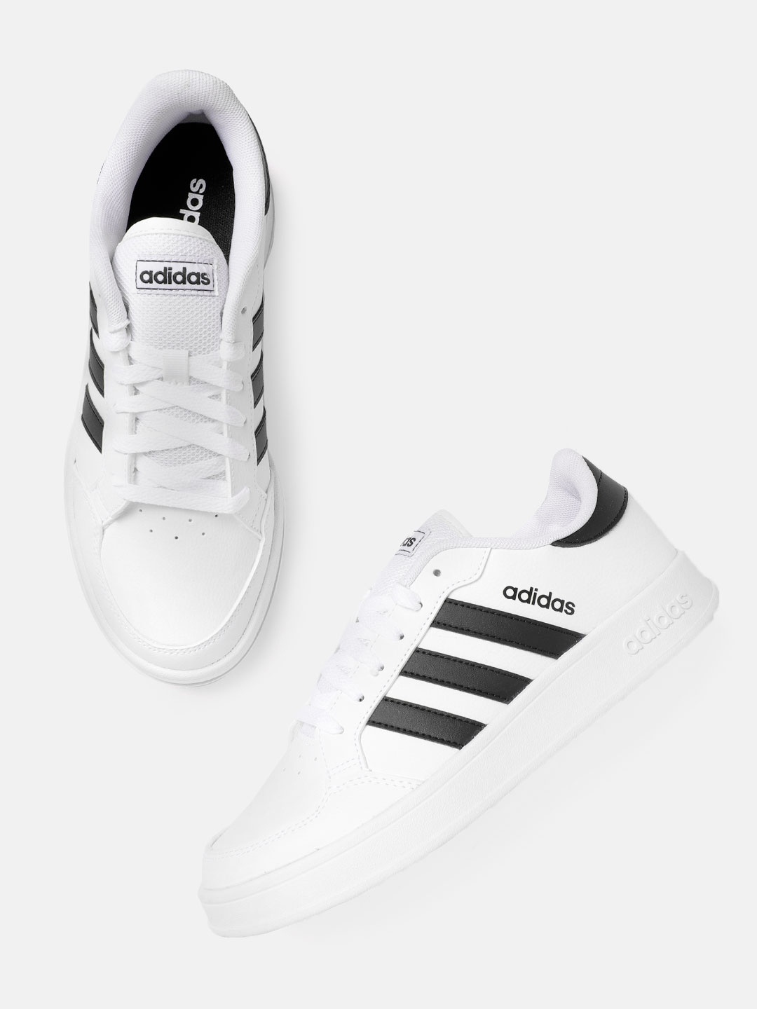 

ADIDAS Men White & Black Solid Breaknet Tennis Inspired Sneakers with Perforation Detail