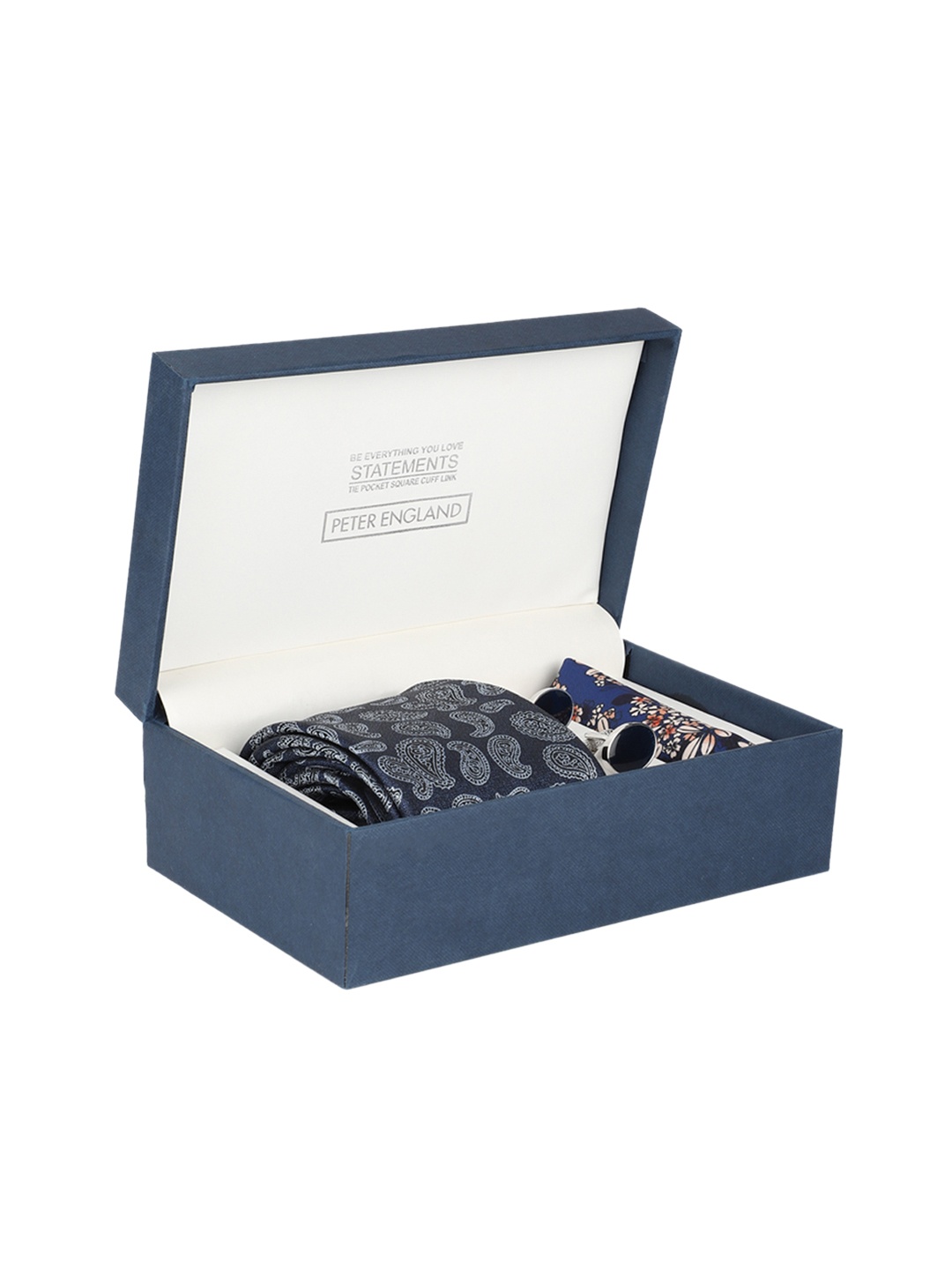 

Peter England Men Navy Blue & Off-White Printed Accessory Gift Set