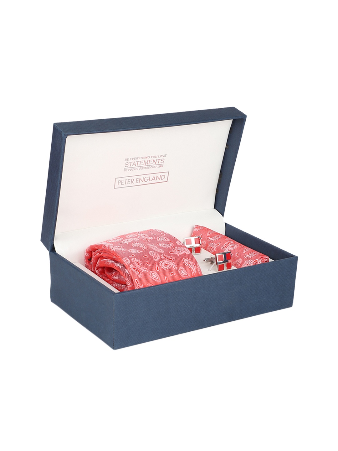 

Peter England Men Red Paisley Printed Accessory Gift Set