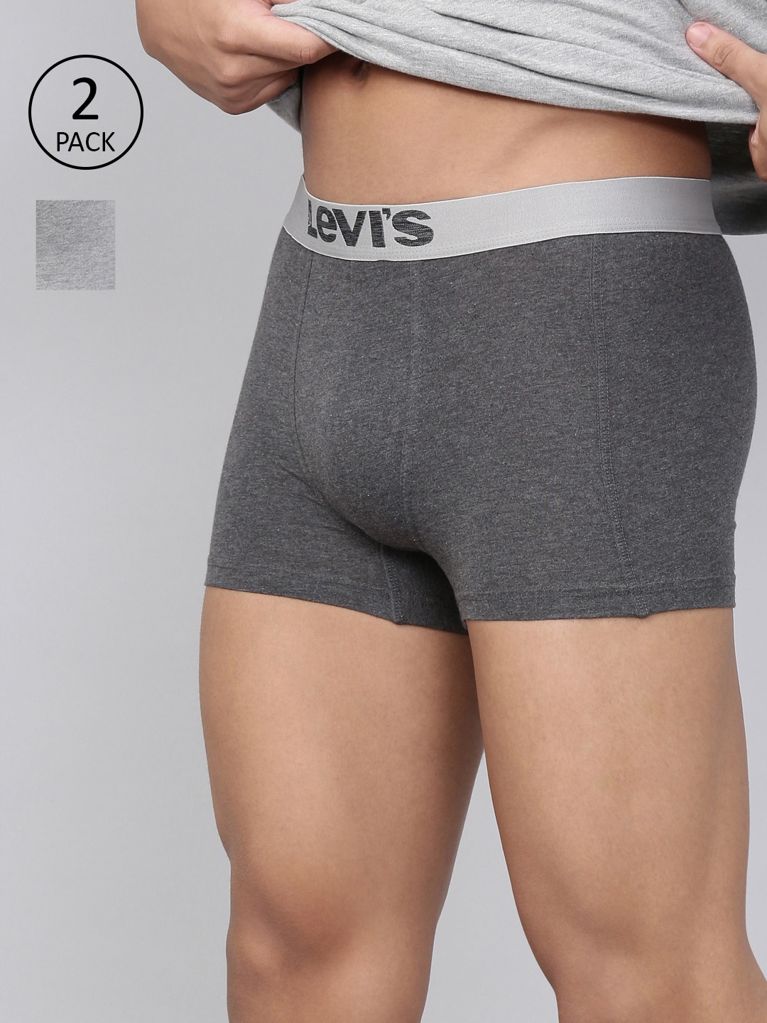 

Levi's 018 Pack of 2 Neo Trunk for Men, Comfort & Smartskin Technology, Grey