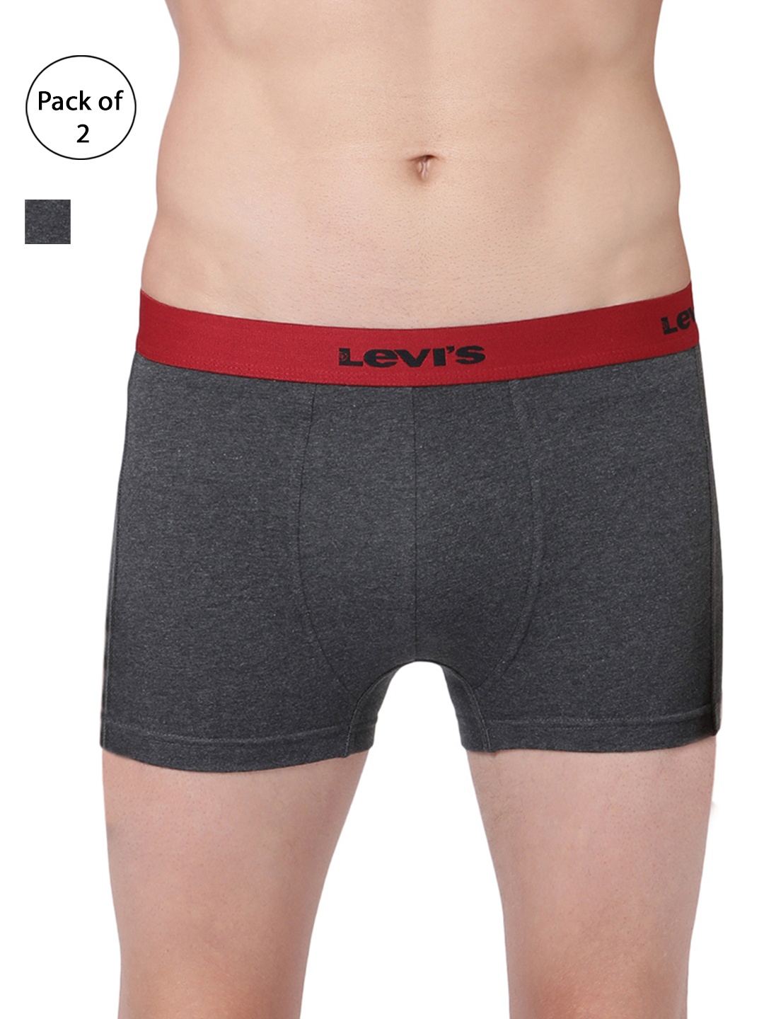 

Levis Men Pack of 2 Solid Trunks #020-TRUNK, Charcoal