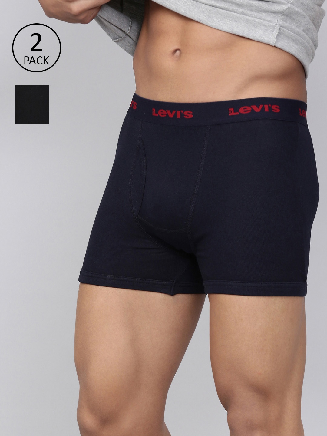 

Levis Men Pack of 2 Pure Cotton Long Length Trunk with Ultrasoft Waistband, Black