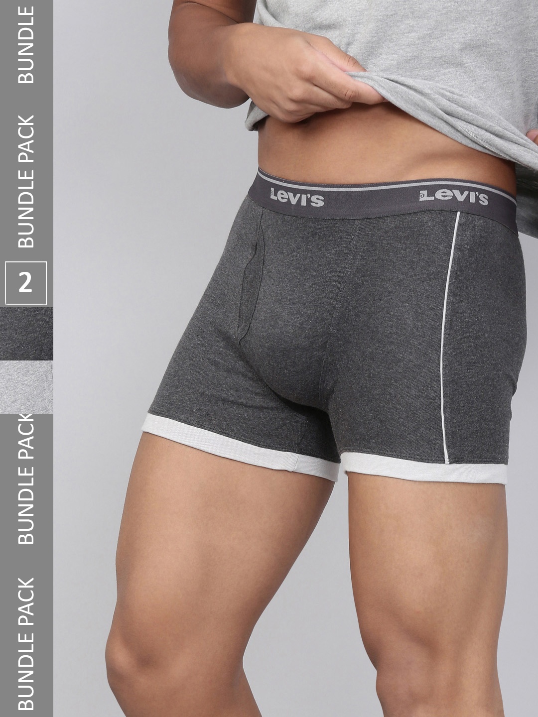 

Levis Pack of 2 Smartskin Technology Contra Boxer Briefs with Tag Free Comfort #007, Grey