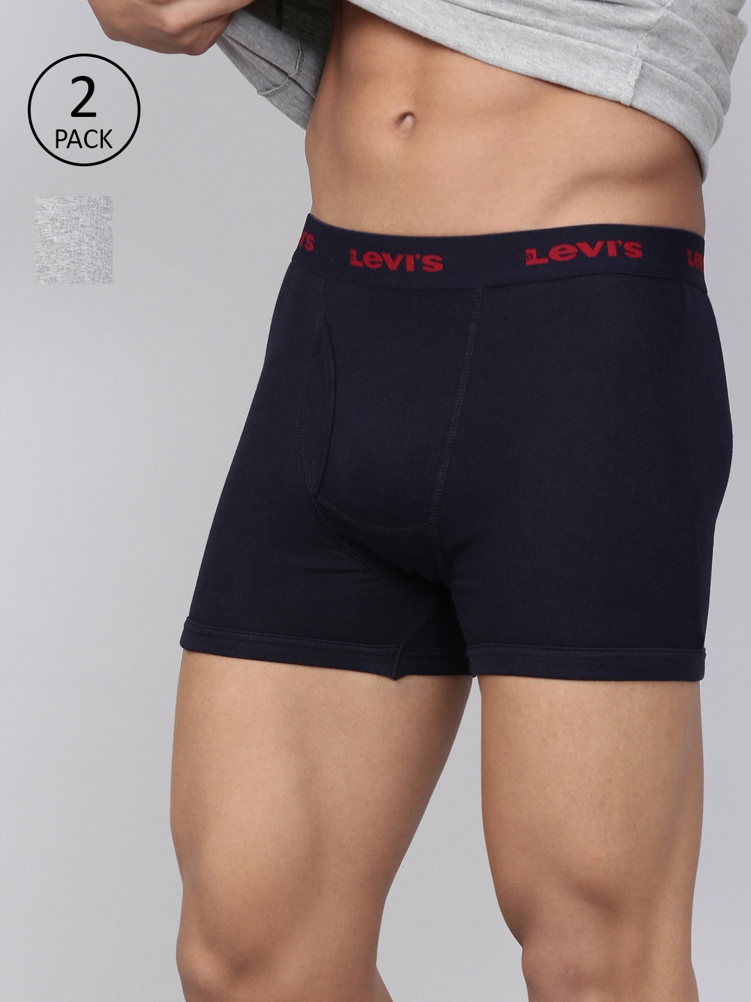 

Levis Men Pack of 2 Pure Cotton Long Length Trunk with Ultrasoft Waistband, Navy blue
