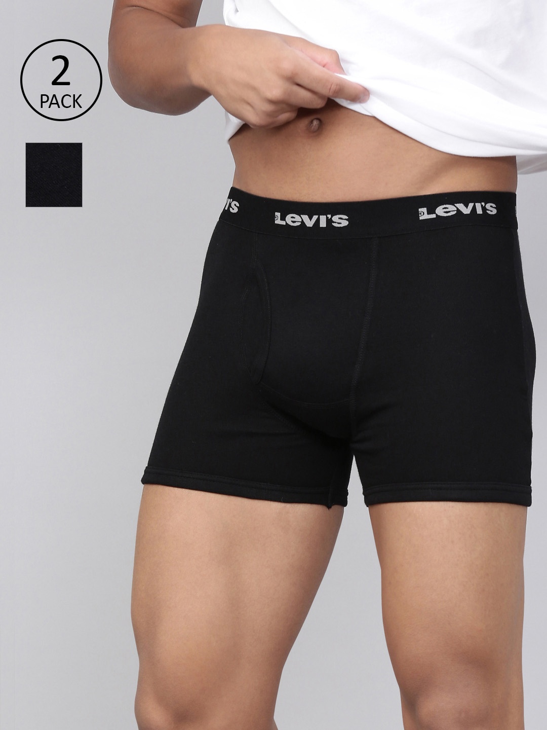 

Levis Men Pack of 2 Pure Cotton Long Length Trunk with Ultrasoft Waistband, Black