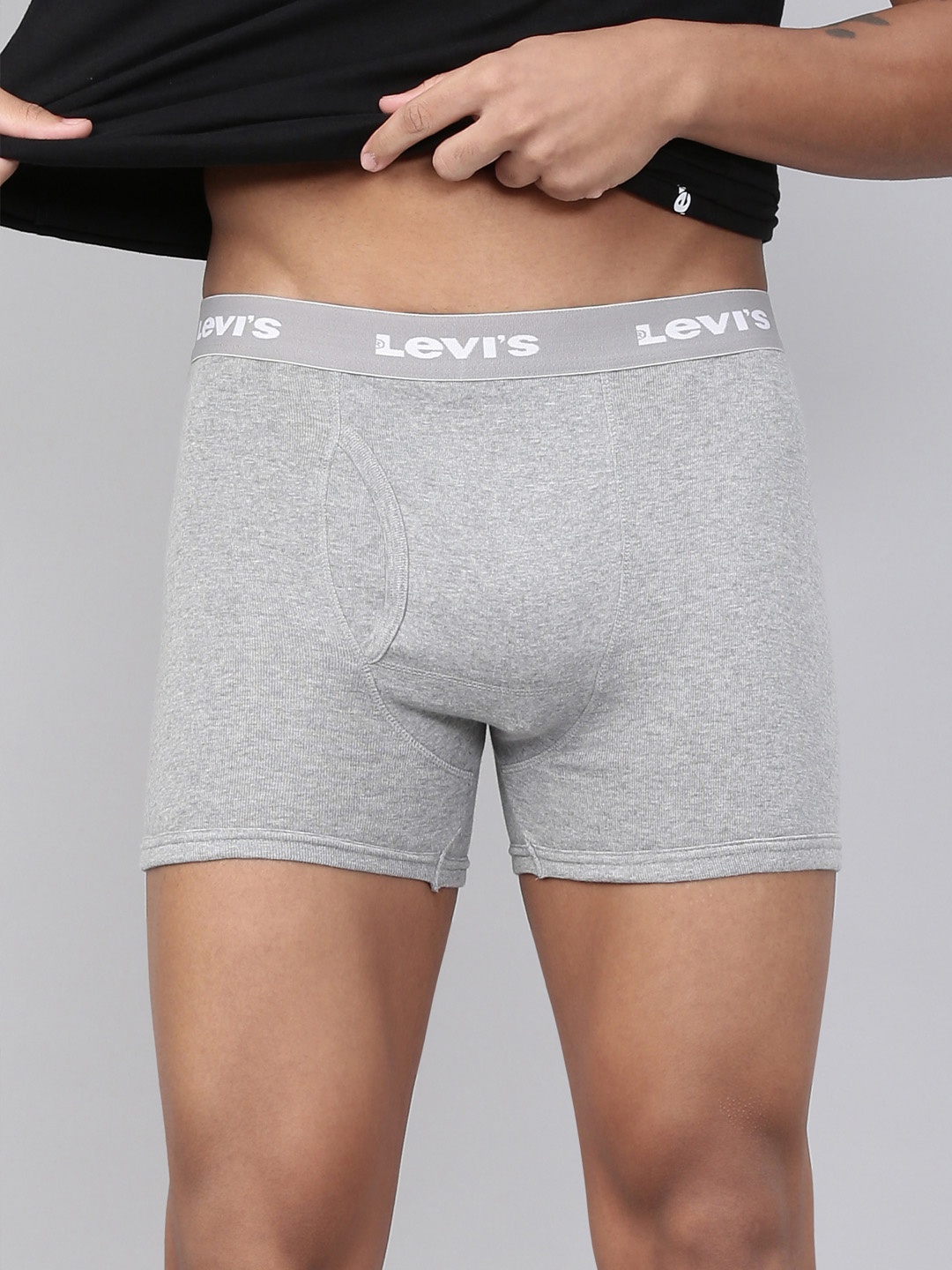 

Levis Men Smartskin Technology Cotton Trunks with Tag Free Comfort #001-BOXER BRIEF, Grey melange