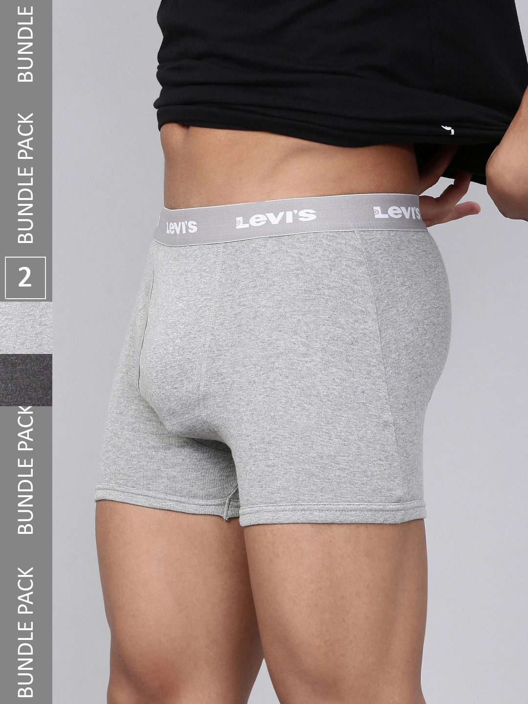 

Levis Pack of 2 Smartskin Technology Cotton Trunks with Tag Free Comfort #001-BOXER BRIEF, Grey