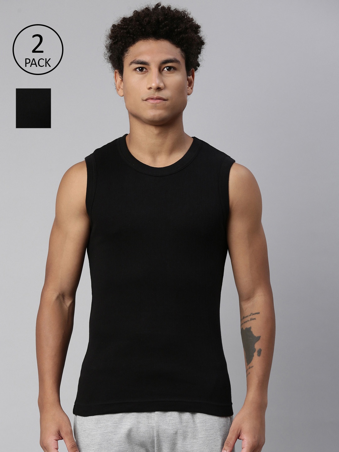 

Levis Men Pack of 2 Smartskin Technology Gym Vest with Tag Free Comfort #014, Black