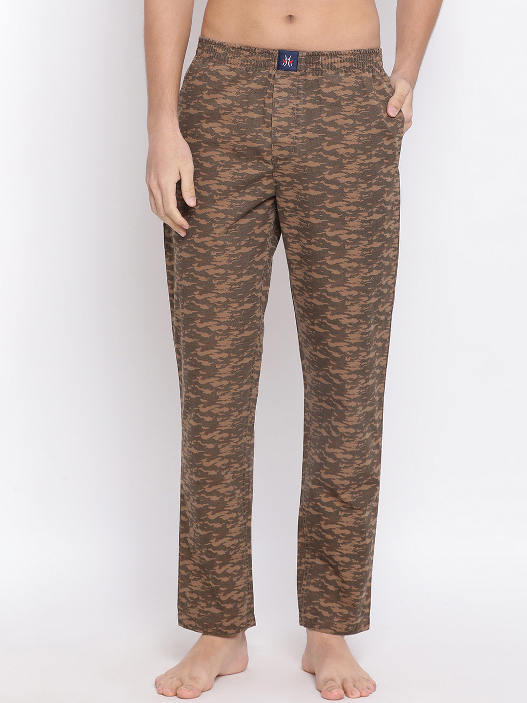 

Crimsoune Club Men Brown & Grey Camouflage Printed Lounge Pants