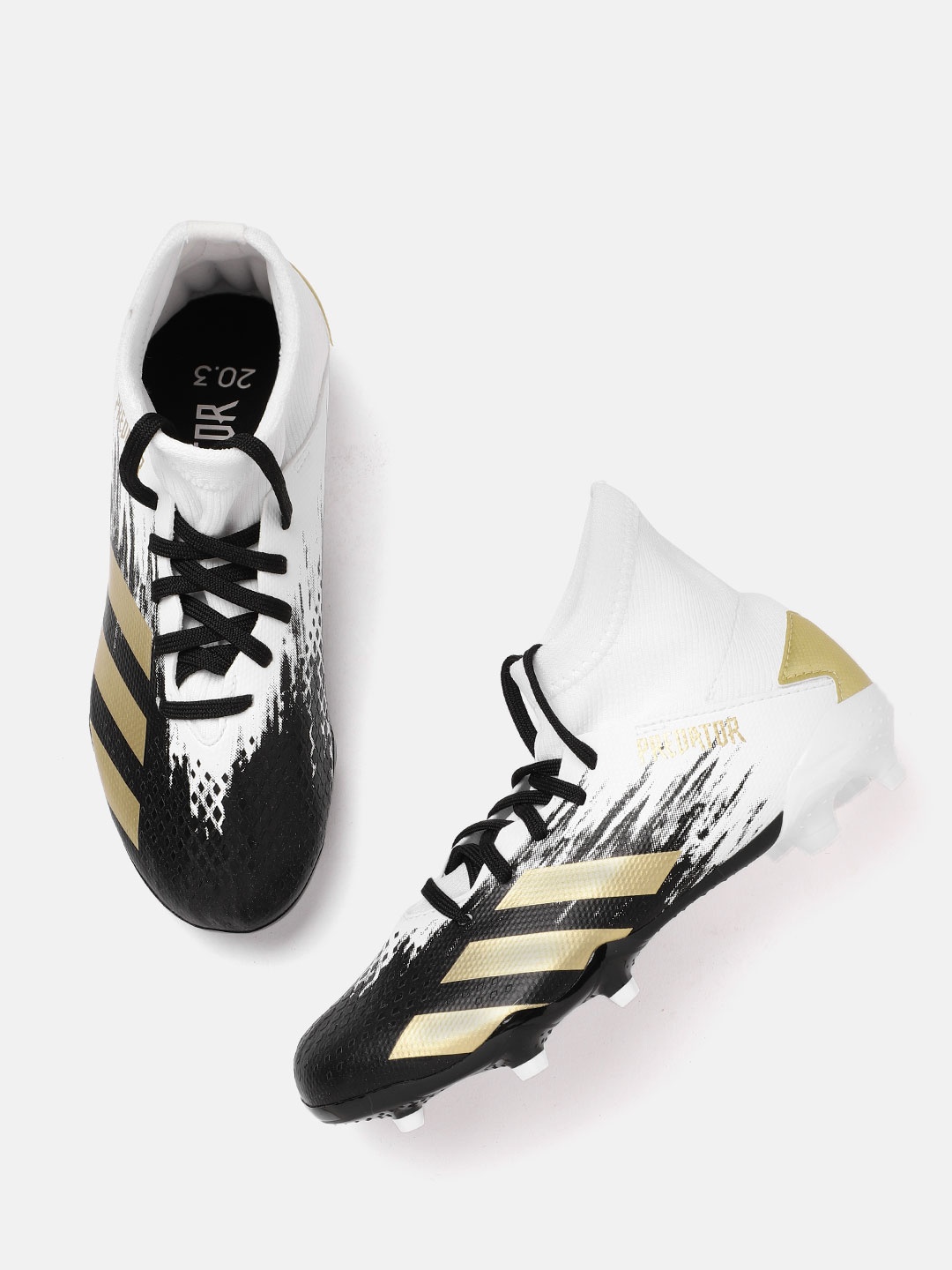 

ADIDAS Boys Black & White Predator Mutator 20.3 Firm Ground Football Shoes